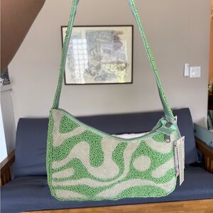 T.J.Maxx Green and Cream Shoulder Bag with Textured Design